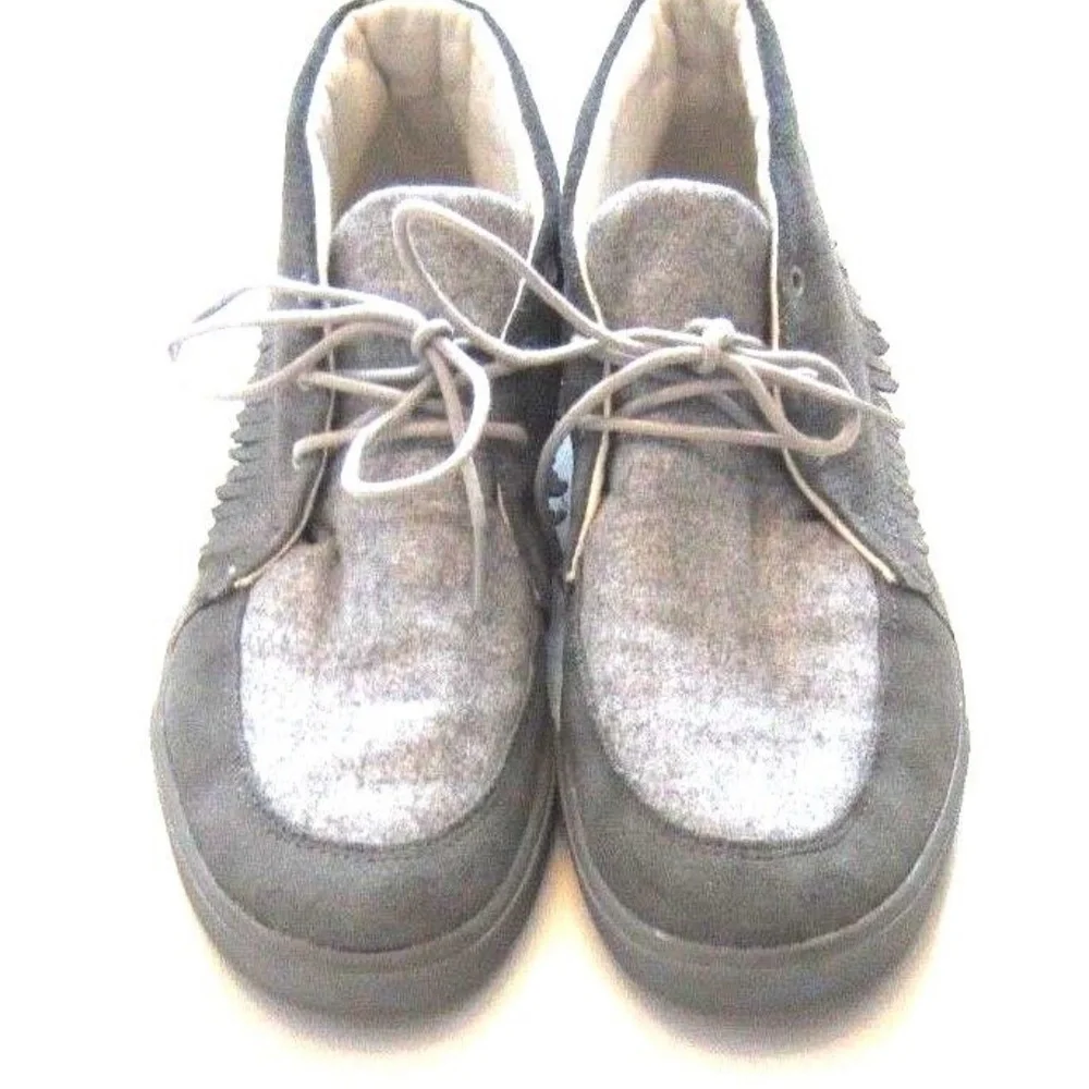 Generic Surplus Mohawk Suede & Jersey Chukka Moccasin Fringe Sneaker Gray sz 9.5